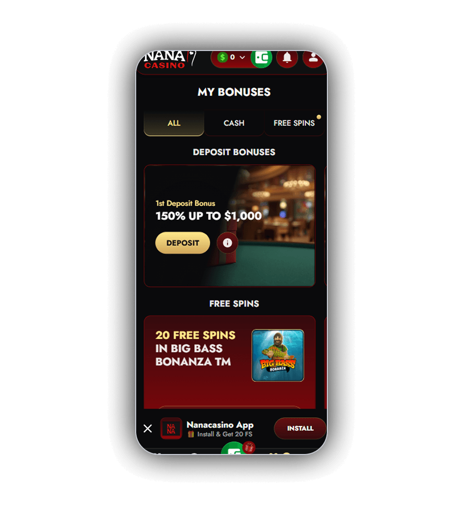Nana Casino promotions page