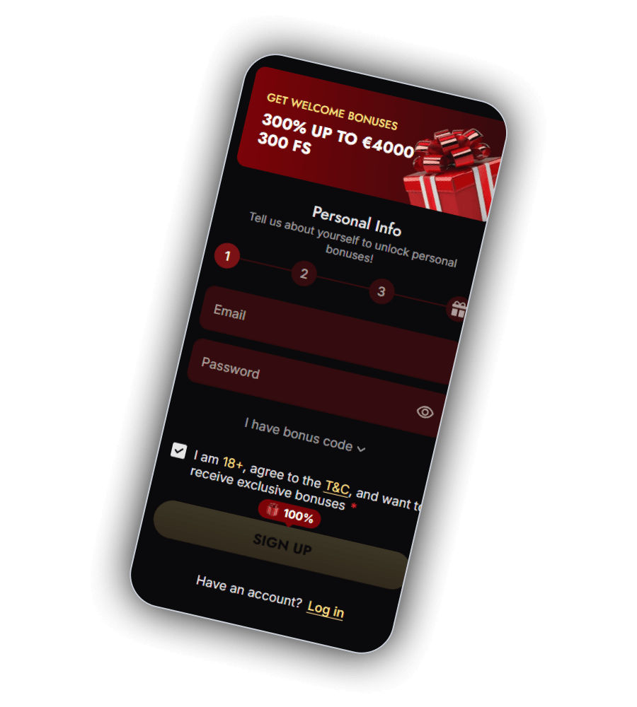 Nana Casino registration screen
